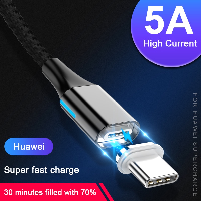 5A USB Kabel Typ-C Magnetische Nylon Geflochtene USB-C Micro USB Magnet Ladegerät Kabel Für Huawei Mate 20 X p20 Pro Super Schnelle Lade