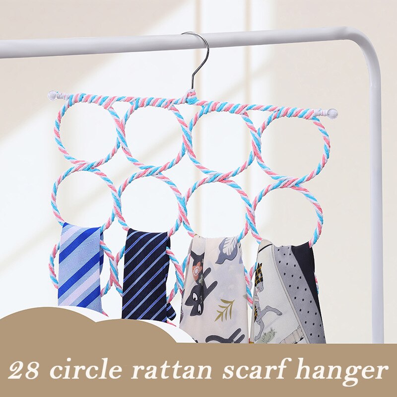 Cintre de rangement pour écharpe, cintre pour écharpe, écharpe, Hijab, cravate, 28 anneaux, KSI999: Default Title
