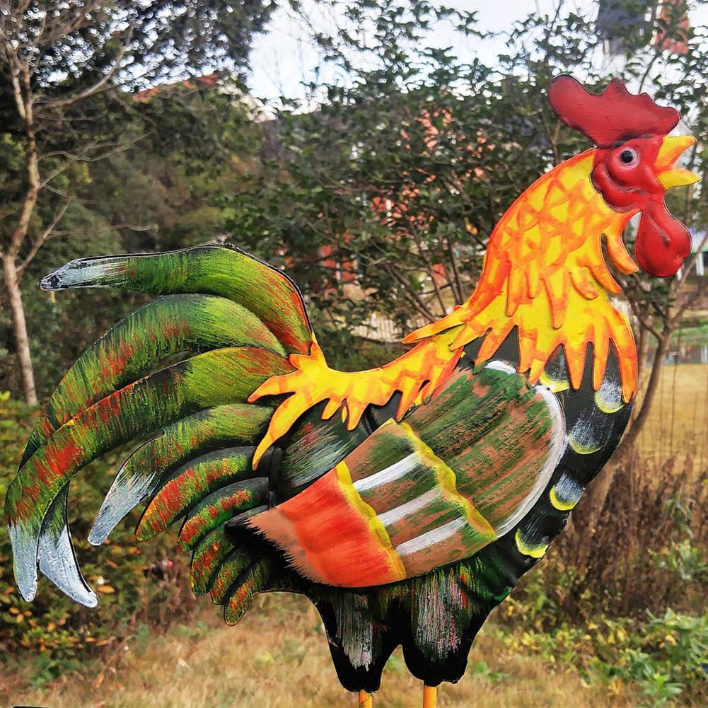 130cm Bunte Lackiert Hahn Wetterfahne Eisen Hahn Windfahne Dach Montieren Wetterfahne Wind Garten Oranment Dekoration