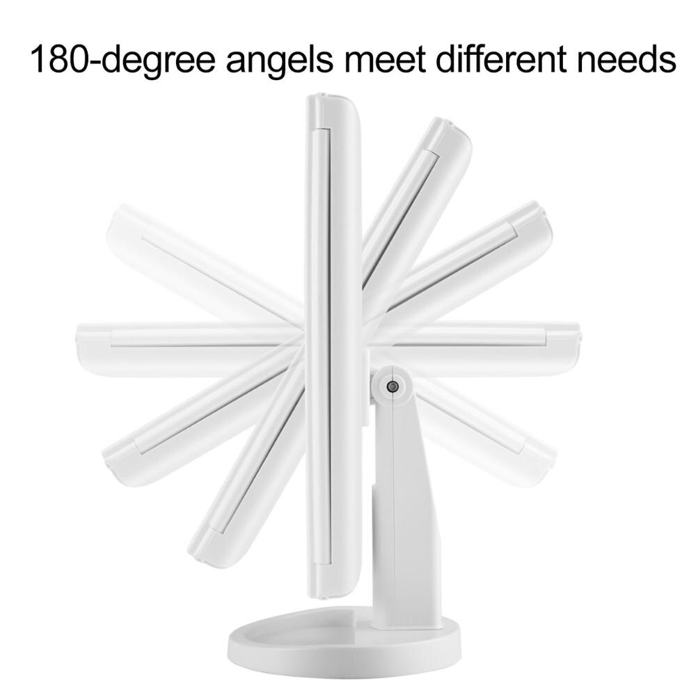 Espejo de maquillaje ligero con pantalla táctil LED, espejo cosmético de alta definición con aumento de 1X/2X/3X/10X, 22 unidades