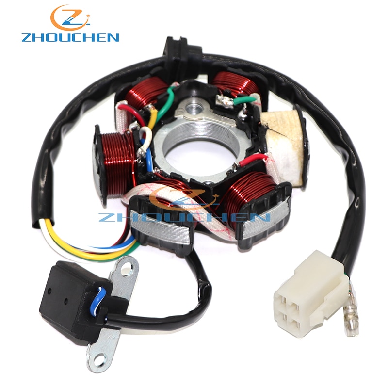Motorer generator magneto 6- pole 4 pin magneto stator coil fit for 50 cc 90 cc 110 cc atv scooter dirt bike engine parts