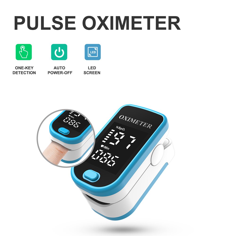 Household Digital Fingertip pulse Oximeter Blood Oxygen Saturation Meter Finger SPO2 PR Monitor health Care: Blue
