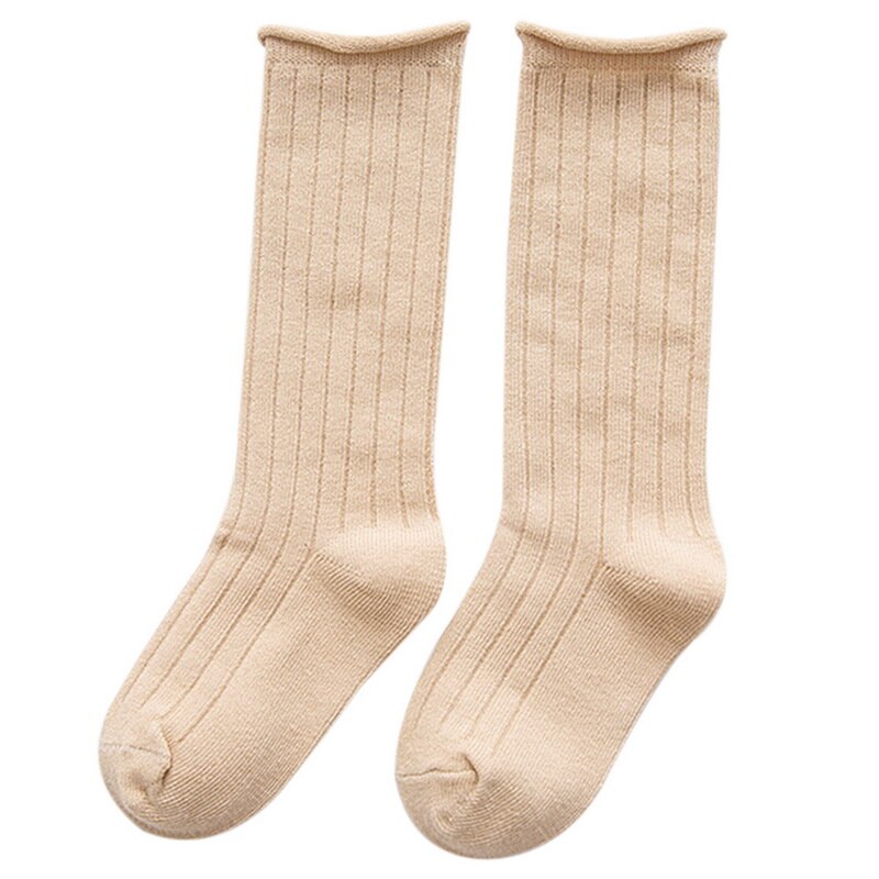 CYSINCOS 0-10Y niños calcetines largos medio tubo sólido algodón belleza caramelo colores calentadores bebé Calcetines niños Boby Niñas Ropa: Khaki / 1-3Y