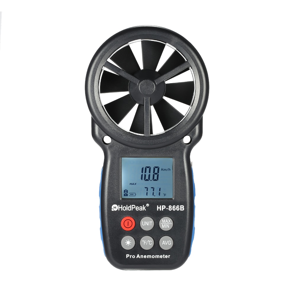 HoldPeak HP-866B Mini LCD Digital-Anemometer Thermometer Wind Geschwindigkeit Luft Geschwindigkeit Temperatur Messung anemometro mit Hintergrundbeleuchtung