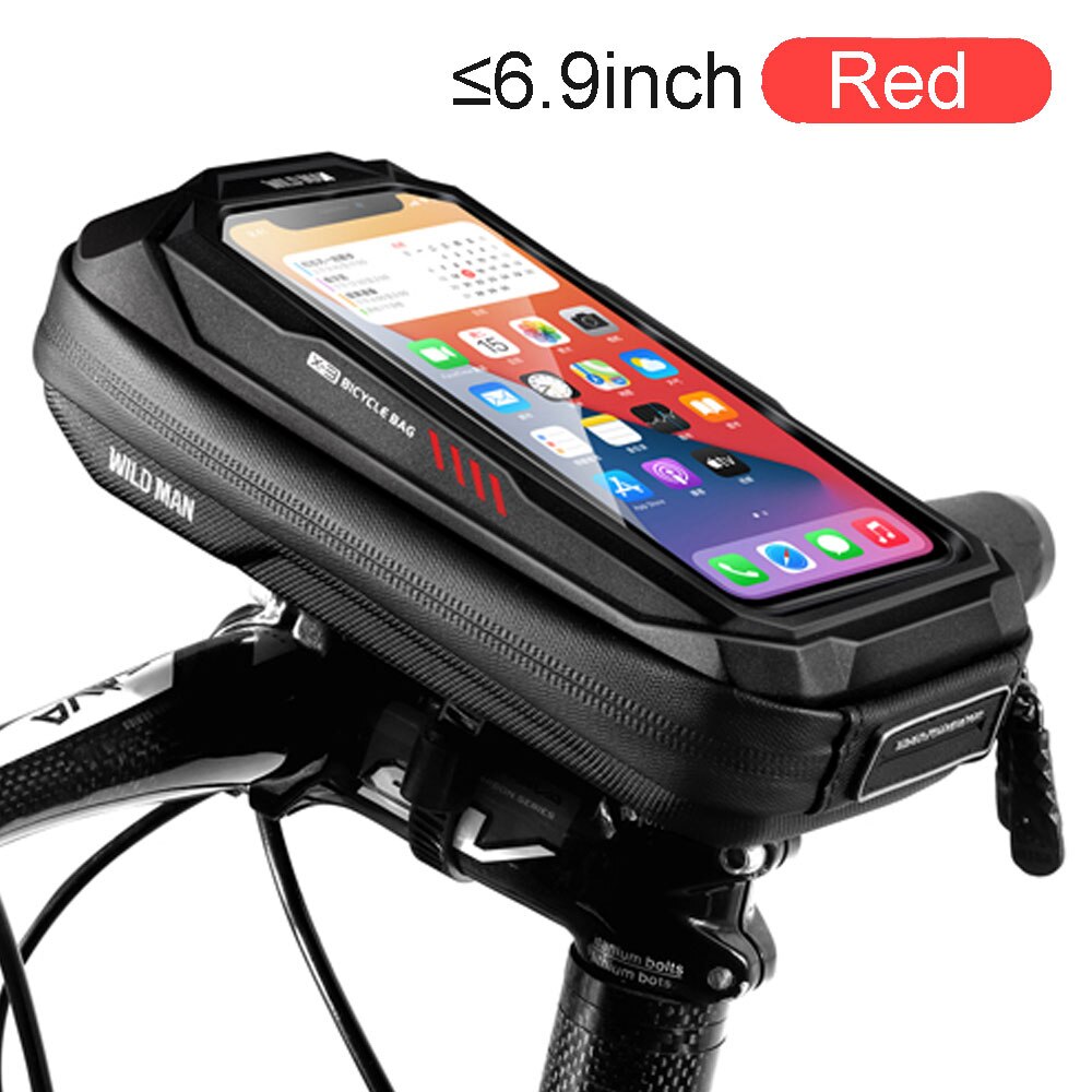 Bicycle Motorcycle Phone Holder Waterproof Case Bike Phone Bag for iPhone Samsung Mobile Stand Support phone holder Cover: B00X3-Redlogo