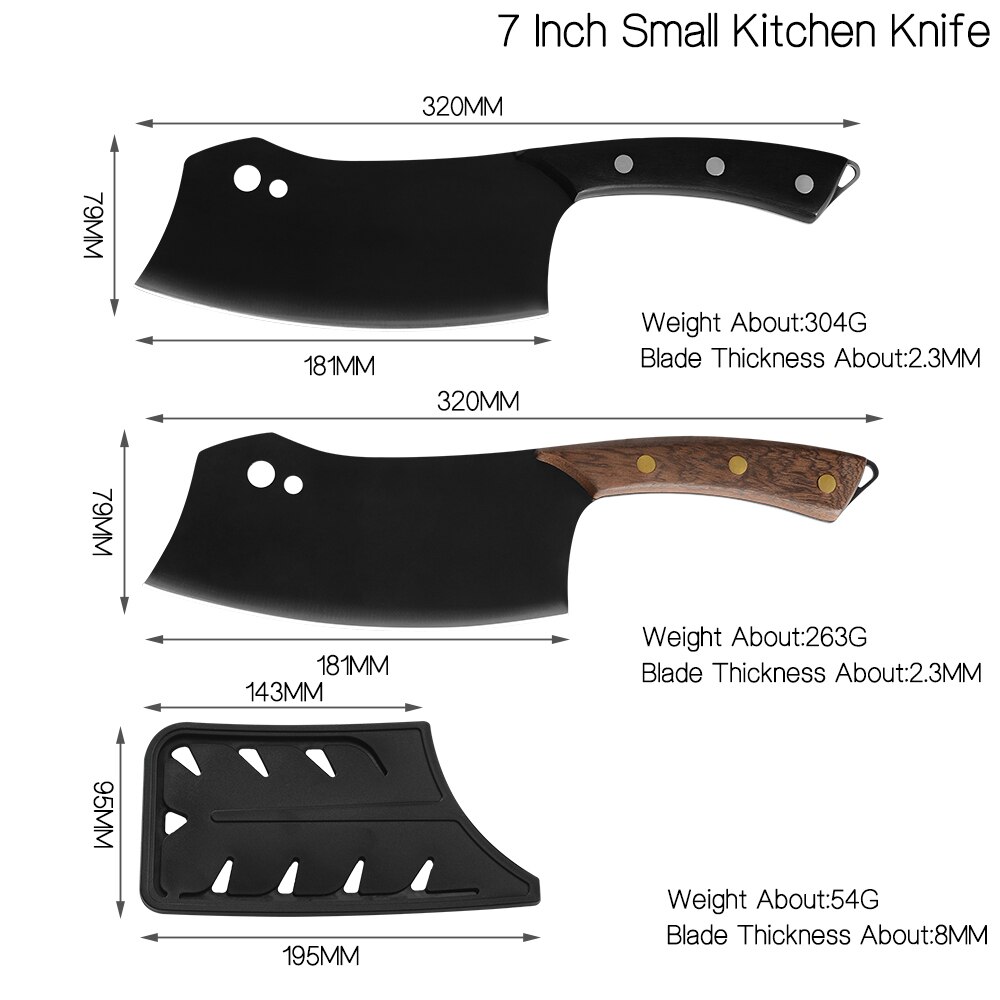 Sowoll 7 inch koksmessenset van roestvrij staal, slagersmes met volledige tang, keukenhakmes voor vlees, vis, groente en kookgereedschap