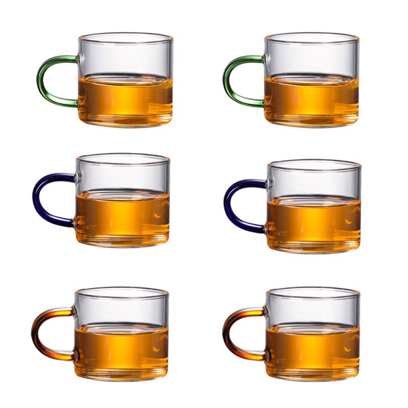 Hittebestendig Glas Theepot Met Roestvrijstalen Theefilter Verwarmde Container Thee Pot Goede Clear Ketel Vierkante Filter Manden: 6pcs 80ml mix