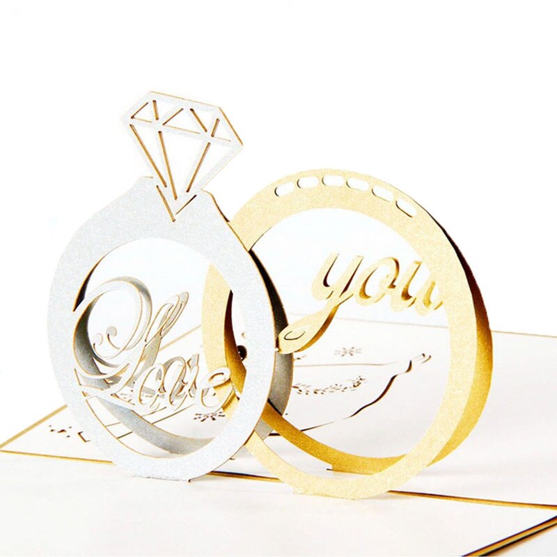 3D Pop Up Greeting Cards Diamond Ring Valentine Anniversary Wedding Anniversary