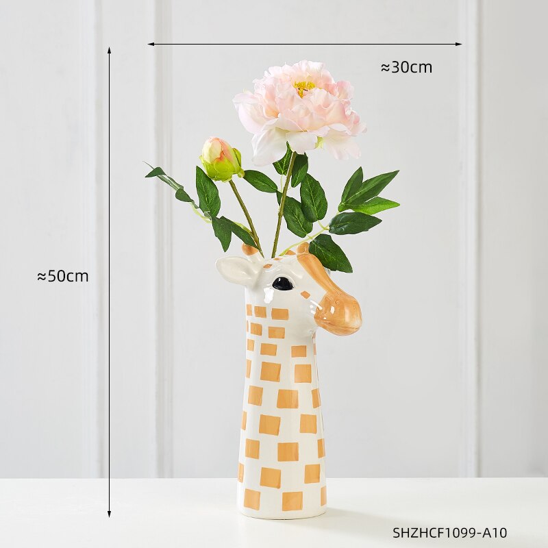Kreatywna żyrafa ceramiczna doniczka na kwiaty zwierząt rzeźba wazon gospodarstwa domowego nowoczesne dekoracje do domu salon sypialnia dekoracja na biurko prezenty: Giraffe-27cm-C