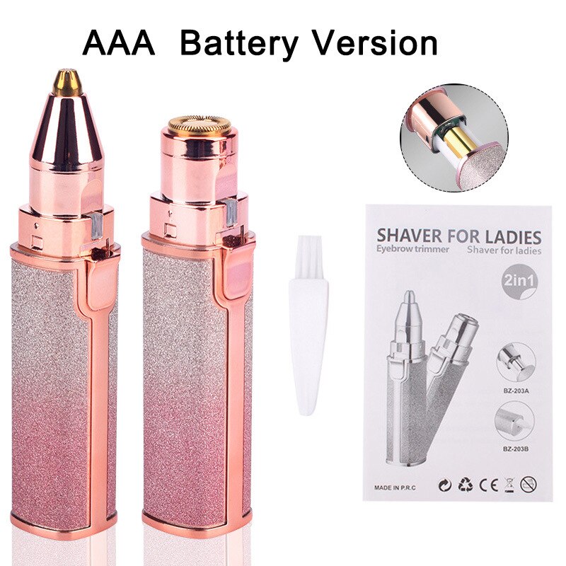 USB eléctrico recargable Ojo de arco iris frente depiladora portátil cejas Trimmer utensilio para eliminar el vello Facial herramienta de maquillaje: B