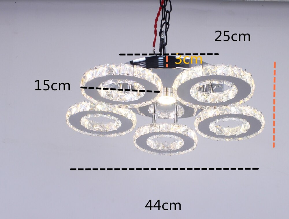 3/5 Ringen Moderne Kristallen Kroonluchter 30W Led Plafond Ronde Kroonluchter Binnenverlichting Home Voor Woonkamer Slaapkamer plafon Glans