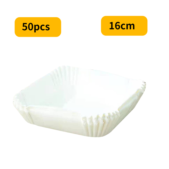 Revestimiento de papel desechable para freidora de aire, alfombrilla antiadherente redonda de papel para hornear, accesorios para hornear, 25/50 piezas: 50PCS White F