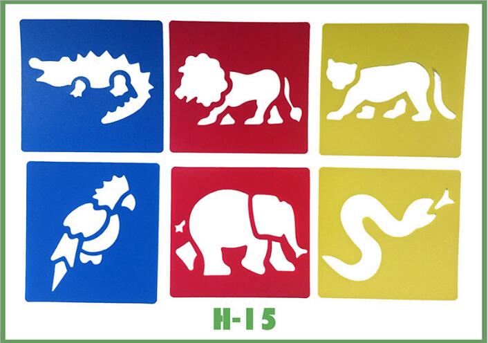 6 pezzi di Plastica Immagine Modello di Disegno Stencil Righelli Pittura Per Bambini Fai Da Te di Carta di Arte Colorazione Carte Raschiando Giochi di disegno GYH: H 15 Animals