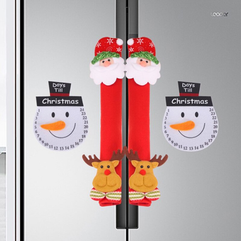 Tirador de nevera cubierta de Navidad manoplas para horno o microondas de nevera guantes refrigerador horno cubierta de protección de la decoración de la Navidad