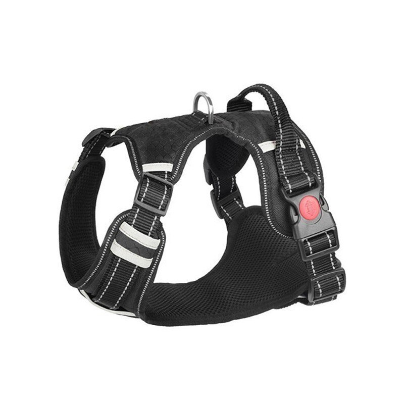 Benepaw Ademend Geen Pull Grote Hond Harnas Vest Zachte Verstelbare Reflecterende Duurzaam Pet Harness Medium Grote Hond Controle: Black / M-No red lock button