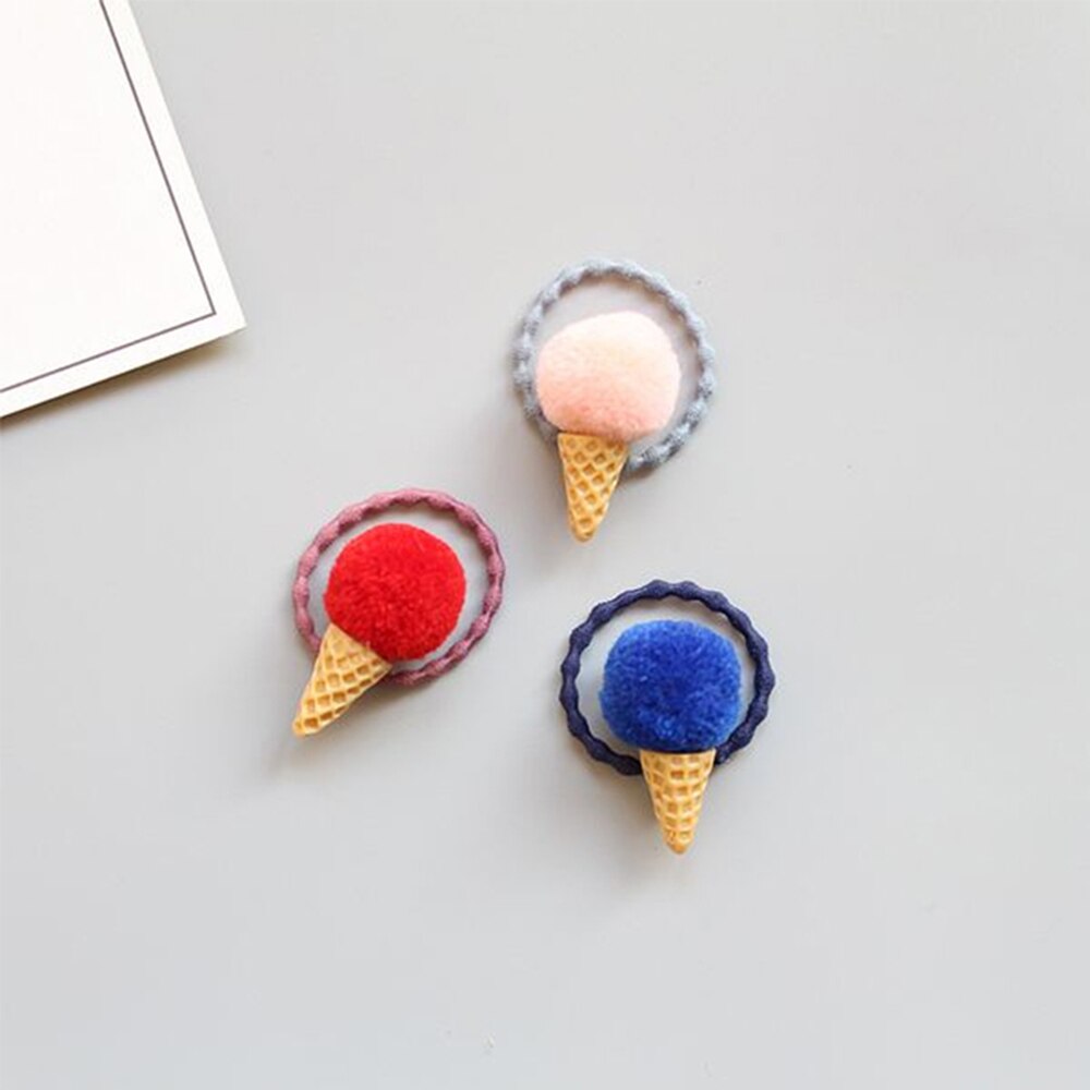 1PC Verstelbare Elastische Ijs Paardenstaart Houder voor Meisjes Kids Faux Fur Pom Hair Ties Snoep Kleuren Rubber bands