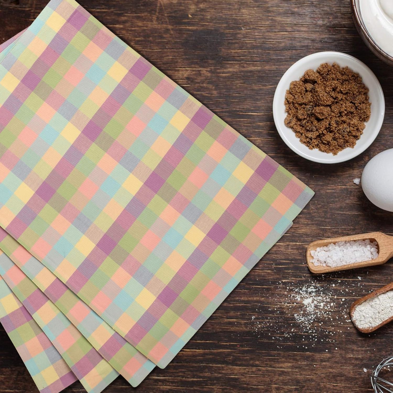 Placemats Set of 4 Woven Vinyl Plastic 12X18 inch Place Mats Non-Slip Heat Resistant Washable Easy Clean Table Mats