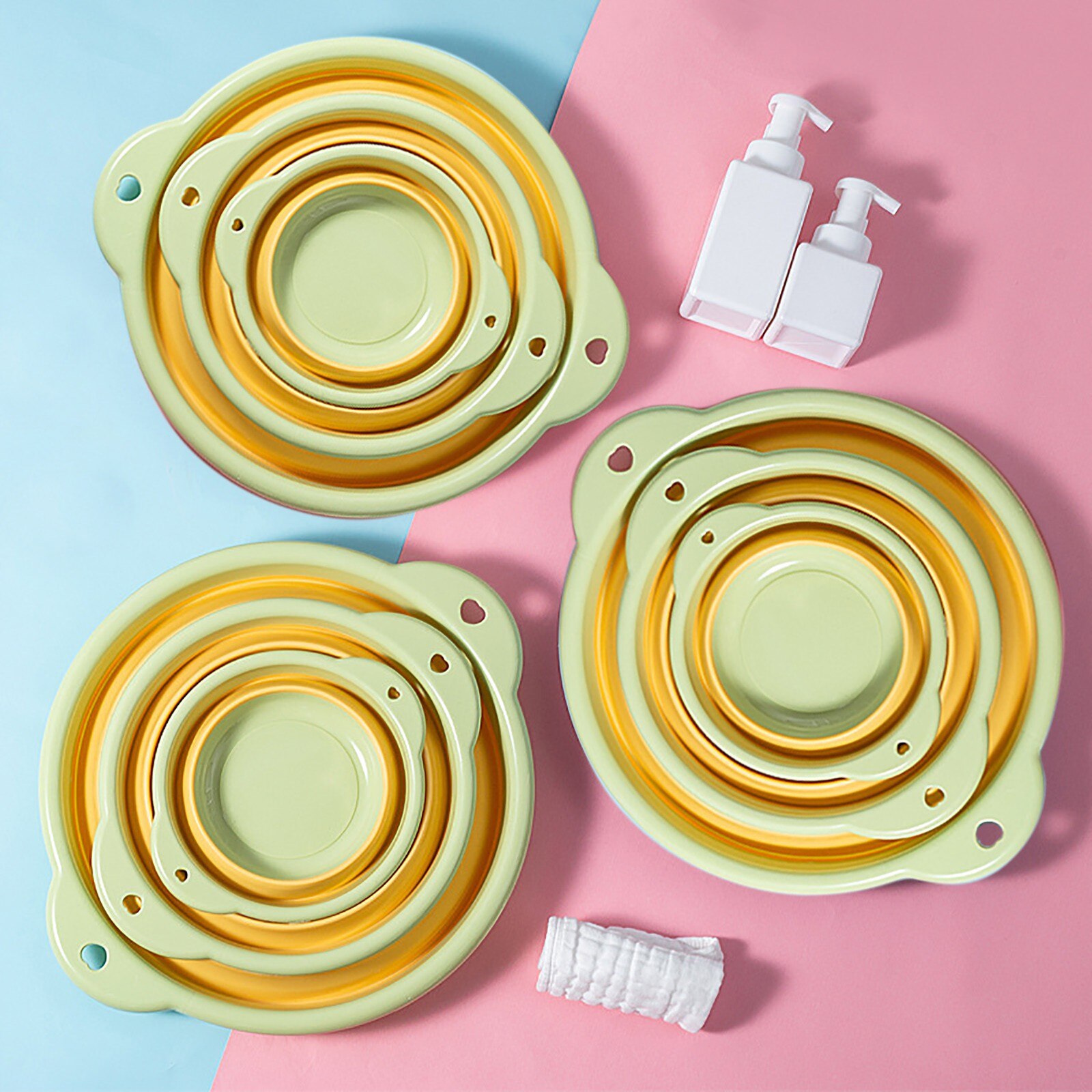 1pc multifunctional portable telescopic washbasin bathroom folding silicone plastic basin kitchen washing dishes folding basin