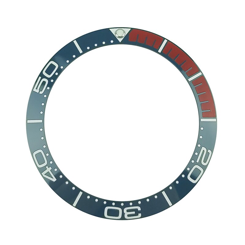 38mm Black/orange Ceramic Bezel Insert For Sea master SKX007 SKX009 Divers Men's Watches Luminous pip: Blue red