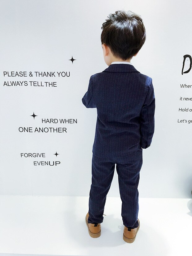 Trajes de para niños primavera otoño estilo niños ropa de boda 2 piezas conjuntos de trajes de azul
