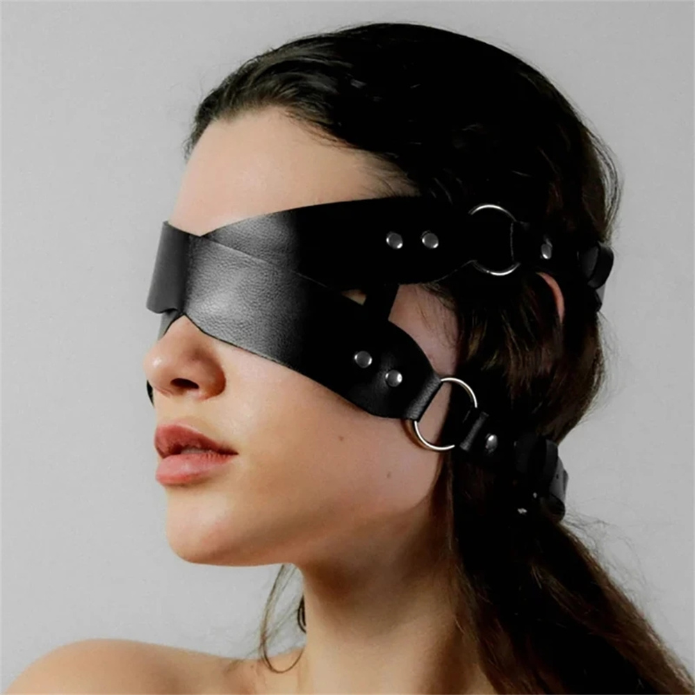 Women Sexy Leather Masks Blindfold Gothic Cosplay Mask Halloween Carnival Party Masquerade Ball Fancy Mask Accessories