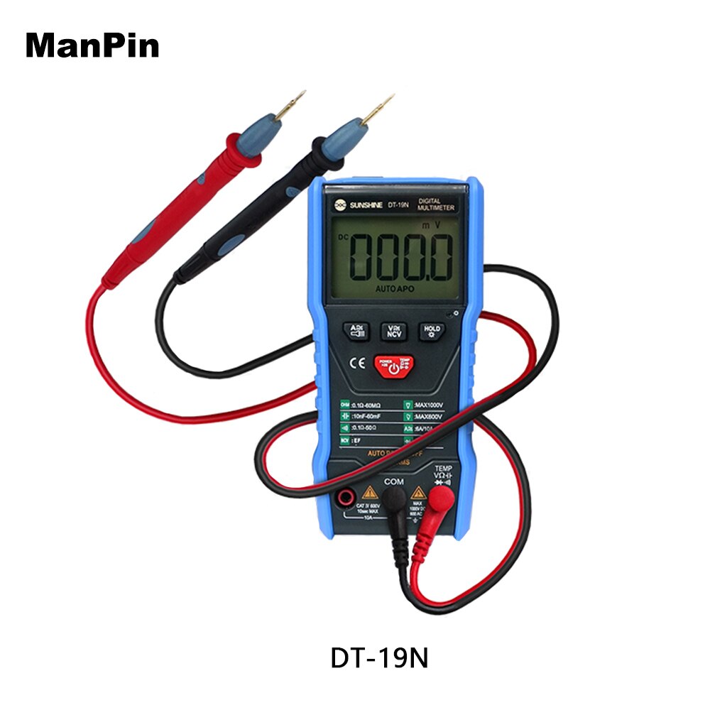 Multimetro digitale AC/DC amperometro voltmetro Ohm misuratore di tensione portatile PCB Temp test per strumenti di riparazione del telefono cellulare: DT-19N