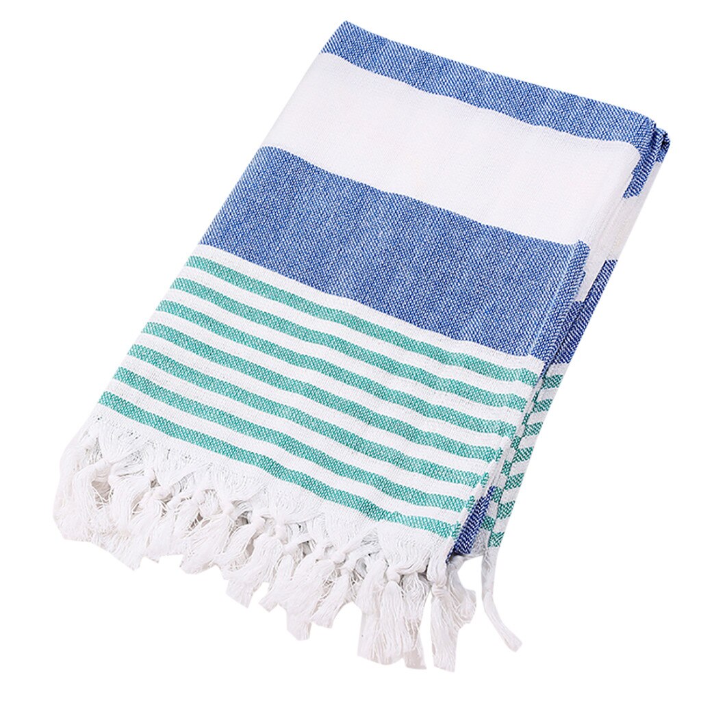 Ouneed Adult Bath Towel Cotton Turkey Simple Stripe Pattern Fringe Beach Towel Stained Jacquard Towel Bath Towels