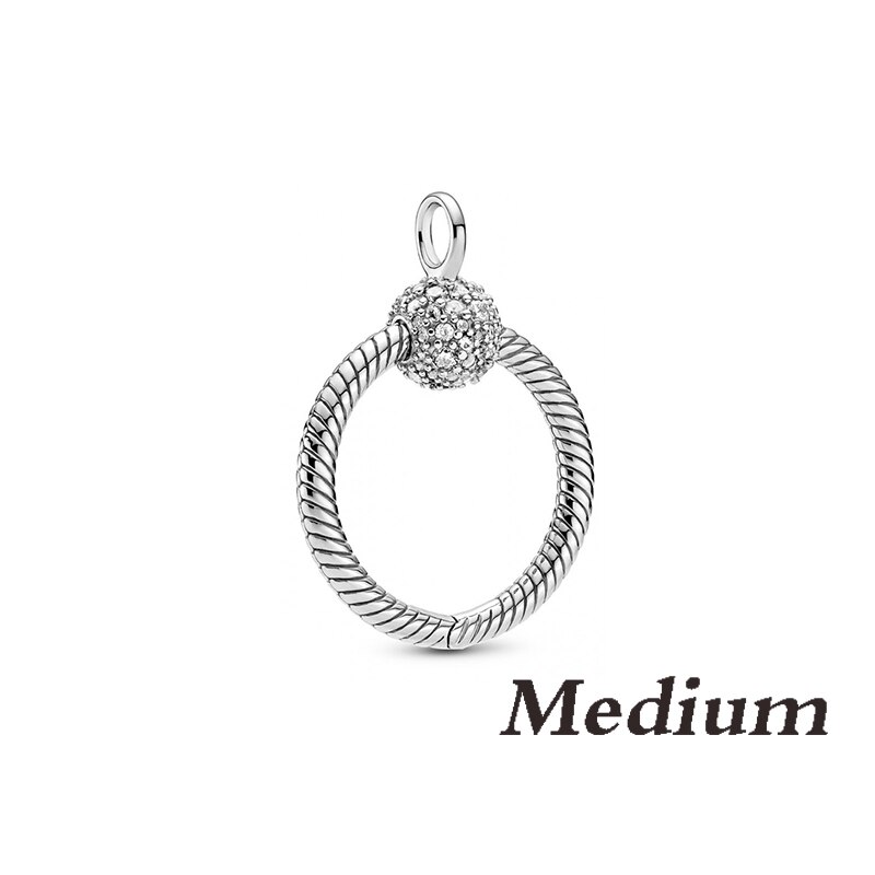 S925 Momente Kleine Pavé O-förmigen Charme Anhänger, exquisite Und Hohe Schmuck Für Frauen Als Fit Original Armband: PD653 Medium