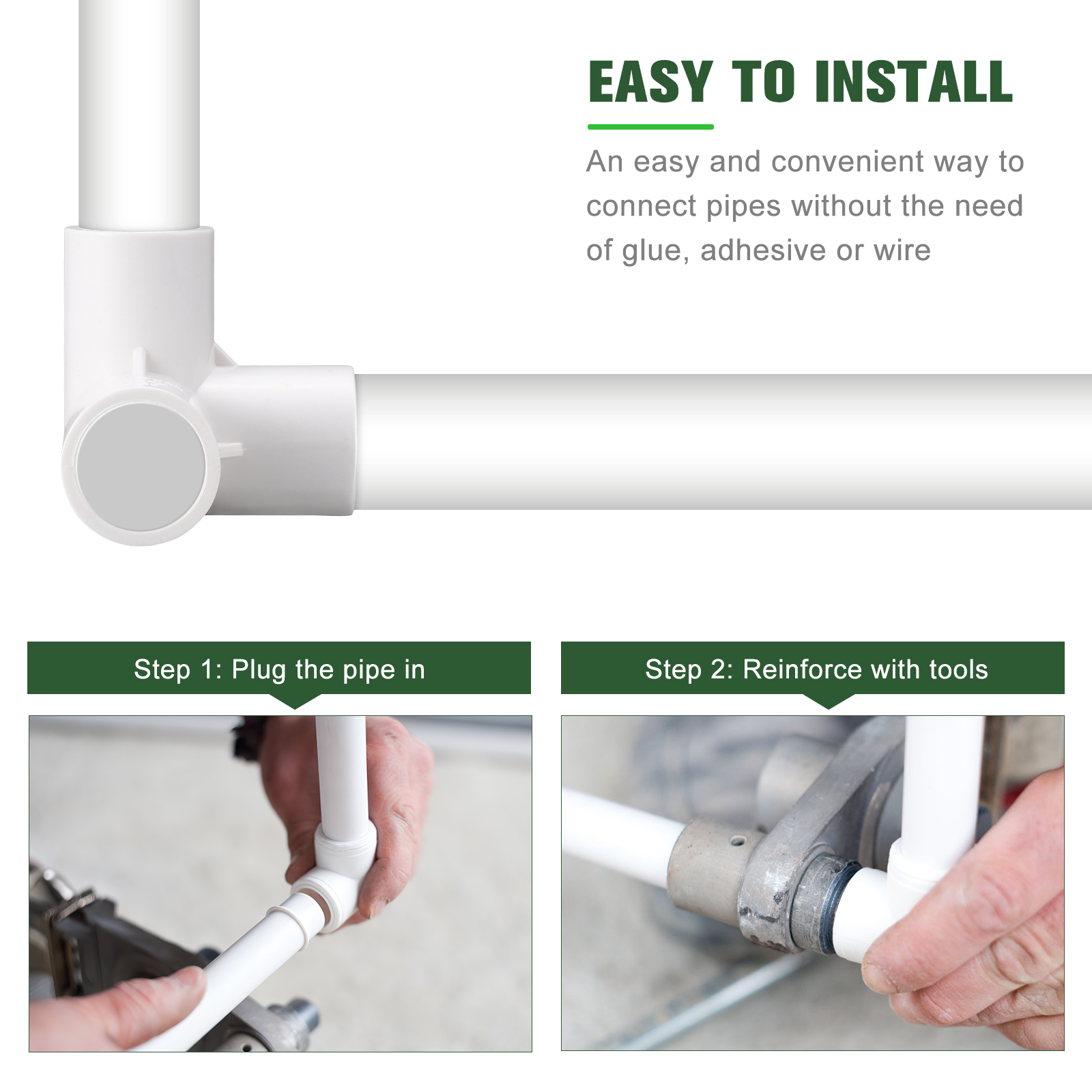 8Pcs PVC Pipe Connector 3-Way Elbow Fittings for PVC Furniture Pipe Fittings Greenhouse Frame Tent Connection