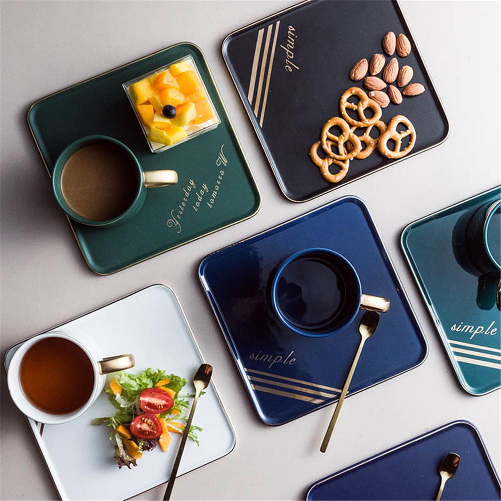 nordisch Keramik Kaffeetasse Platte Löffel einstellen Multi-zweck Cafe Nachtisch Tablett Hotel Heimat Restaurant Geschirr