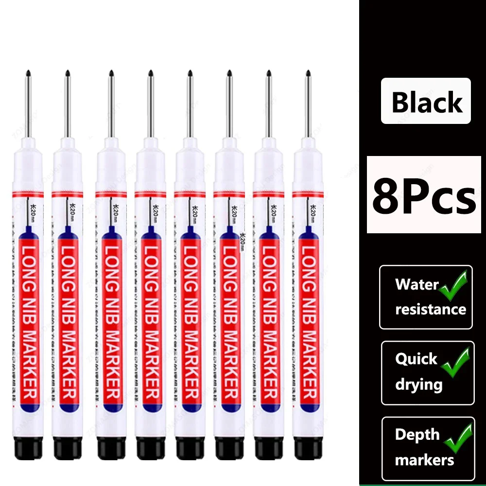 Long Tip Marking Pen 20mm High Visibility Ink, Fast-Drying Permanent with Ergonomic Grip for DIY Craft & All-Surface Woodworking: Burgundy