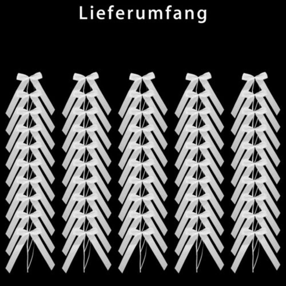 50Pcs White Wedding Car Decoration Wrap Ribbon Bows Party Ribbons Bows Kit Flowers Card Ballroom Beautiful Artistic