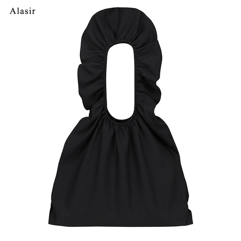 Alasir flæser afslappet tote tasker lærred romantiske kvinder håndtasker ins solide skuldertasker søde ruched mini enkle tasker til damer