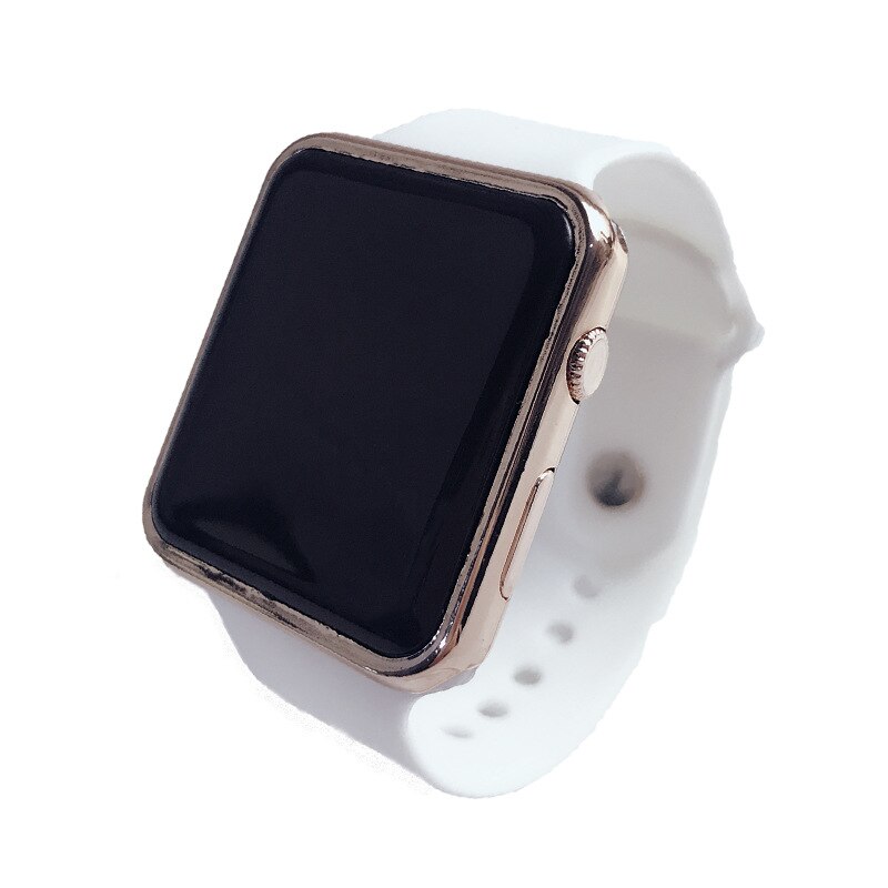 Studenten kijken naar mannen, led digitale horloges, vrouwen, elektronisch horloge, studenten, sporthorloges, siliconen, vierkant horloge, kinderhorloge, klok: Wit roségoud