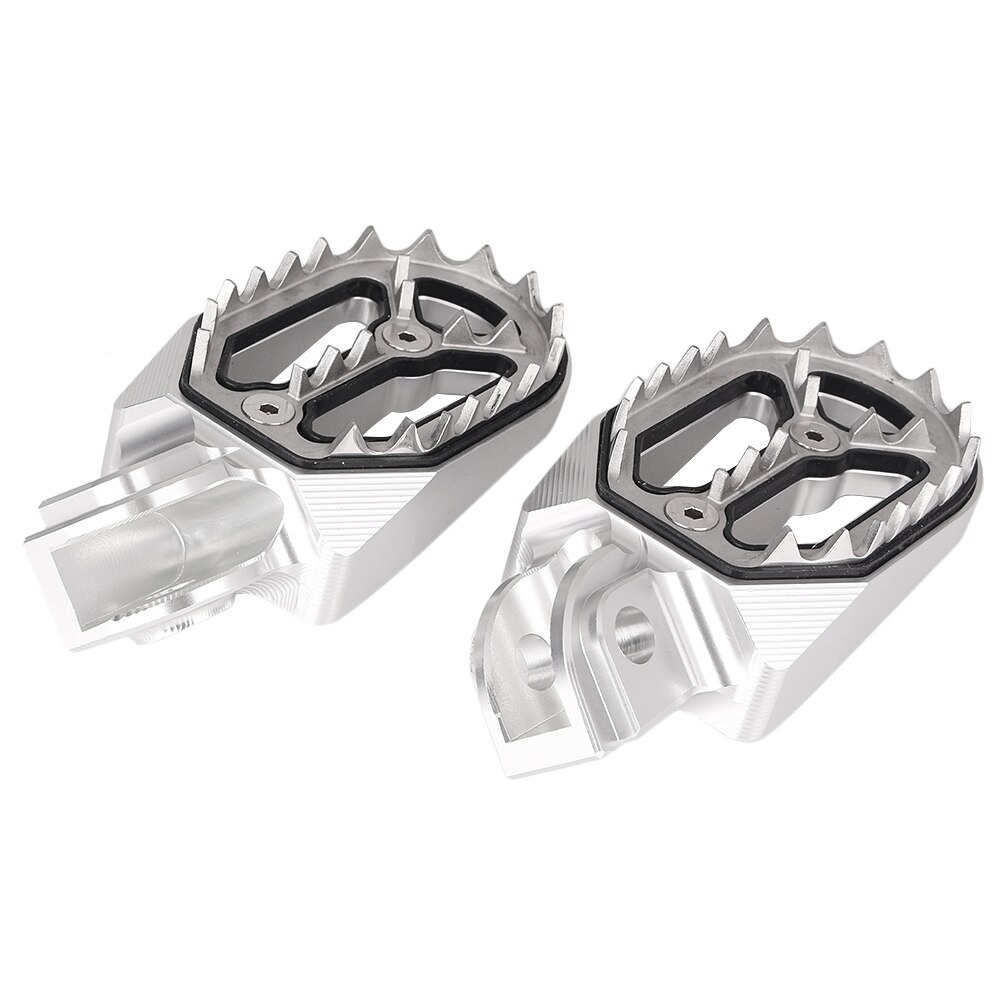 Scherpe Tanden Cnc Motorbike Dirt Bike Racing Voetsteunen Footpegs Voetsteunen Voor Ktm Husqvarna 85cc-530cc 2005: Zilver