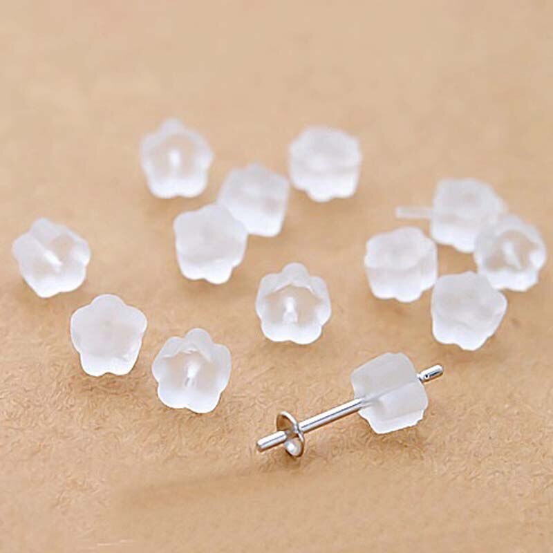 5mm 100 pièces grand Silicone caoutchouc plastique boucle d'oreille bouchon dos de sécurité fleur bouchons d'oreille bijoux résultats composants