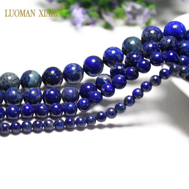 Fine 100% Natural Top Lapis lazuli the color is natural Round Stone Beads For Jewelry Making DIY Bracelet Necklace 4/6/8/10 mm