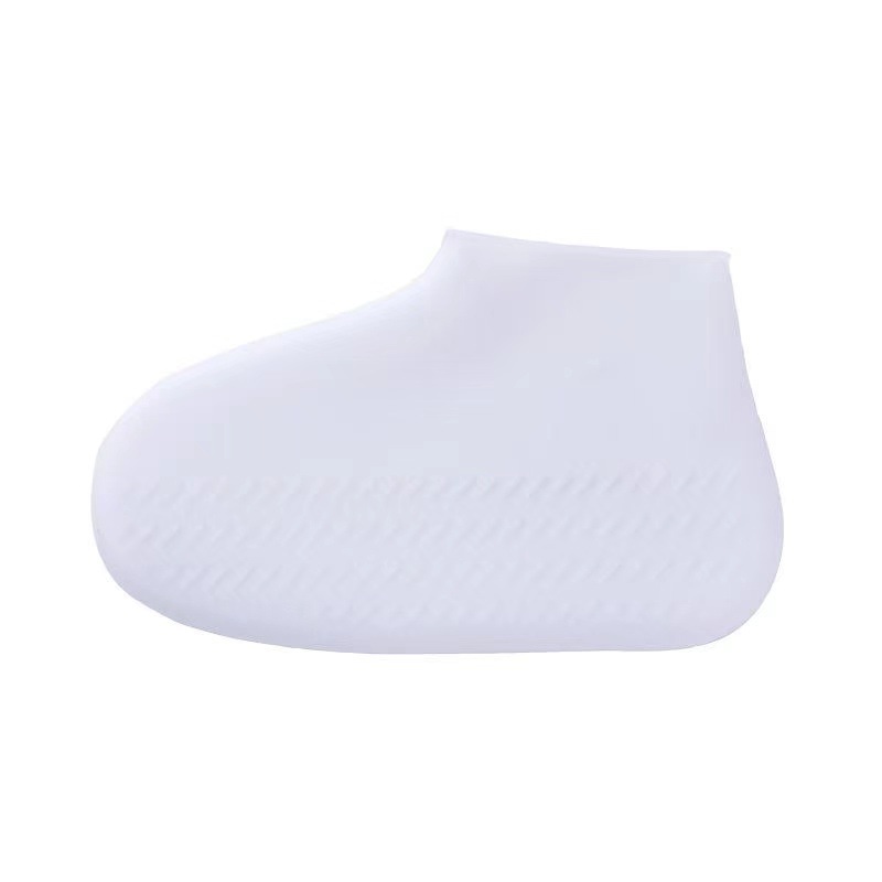 1 Paar wasserdichte, rutschfeste Silikonschuhe, hochelastisch, verschleißfest, unisex-Regenstiefel für regnerische Tage Ich bin Freien, wiederverwendbarer Schuhüberzug: L / Weiß