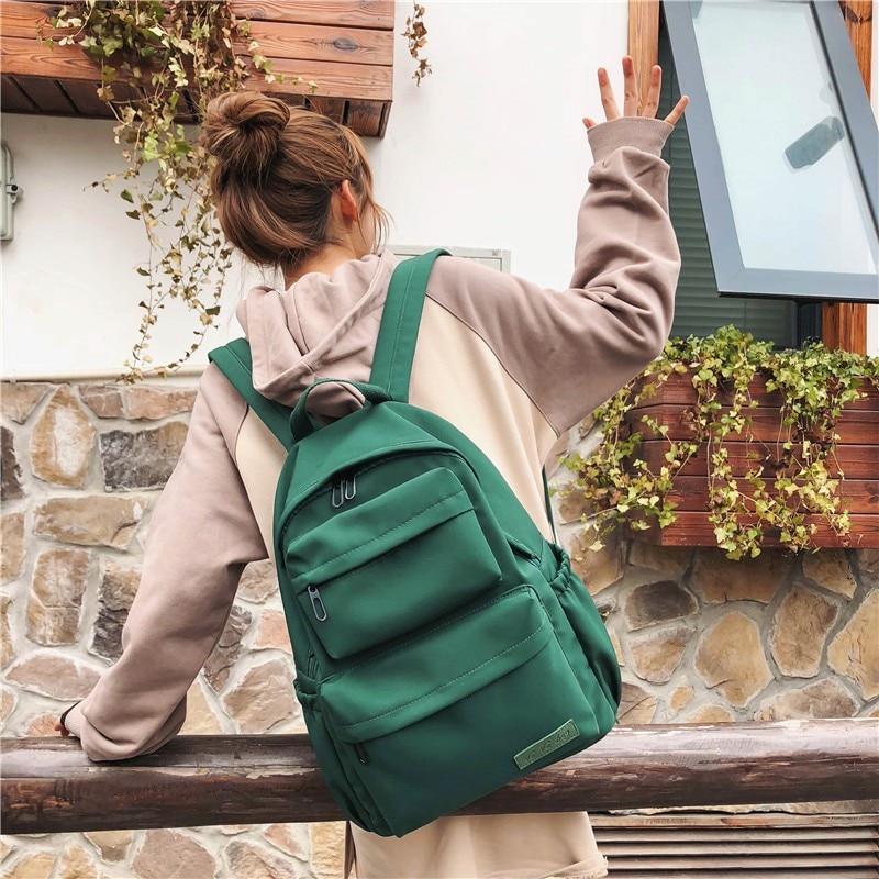 HOCODO Einfarbig Rucksack Für Frauen Wasserdichte Nylon Multi Tasche Reise Rucksäcke Große Kapazität Schule Tasche Für Teenager