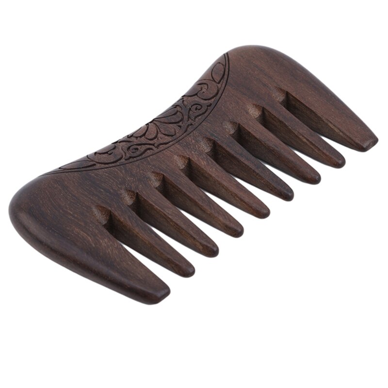 Novo bolso de madeira pente de sândalo ouro natural super largo dente pentes de madeira duplo lado gravado pequenos pentes de cabelo 1pc
