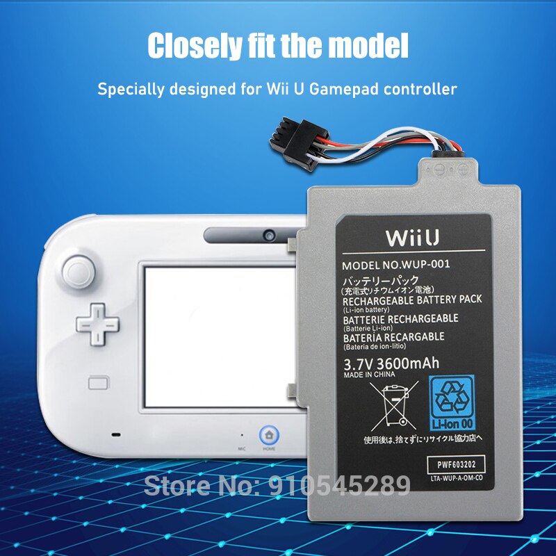1PCS For Wii U GamePad 3600mAh Replacement Rechargeable Battery Pack 3.7V Rechargeable Battery for Nintendo Wii U Gamepad