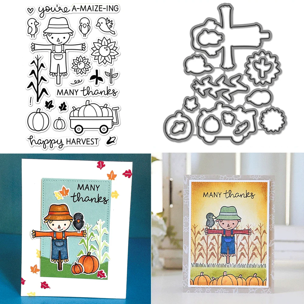 Oh gnome-stämpel på stranden, buntar med genomskinliga stämplar och metallstansar för gör-det-själv-pyssel, kort, scrapbooking, dekoration