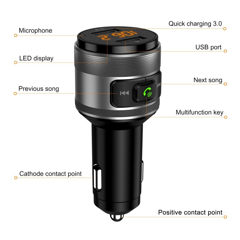 Nice Support Driver Bluetooth FM Modulator With Dual USB Charger Port Rental Radio Transmitter MP3 Player Bluetooth Car Kit