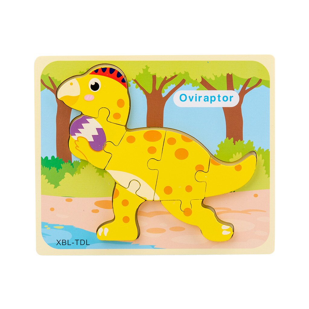 Kids Wooden interesting Puzzle Children's Desktop Assembled Dinosaur Puzzle Kids Three-Dimensional Training Toy: H