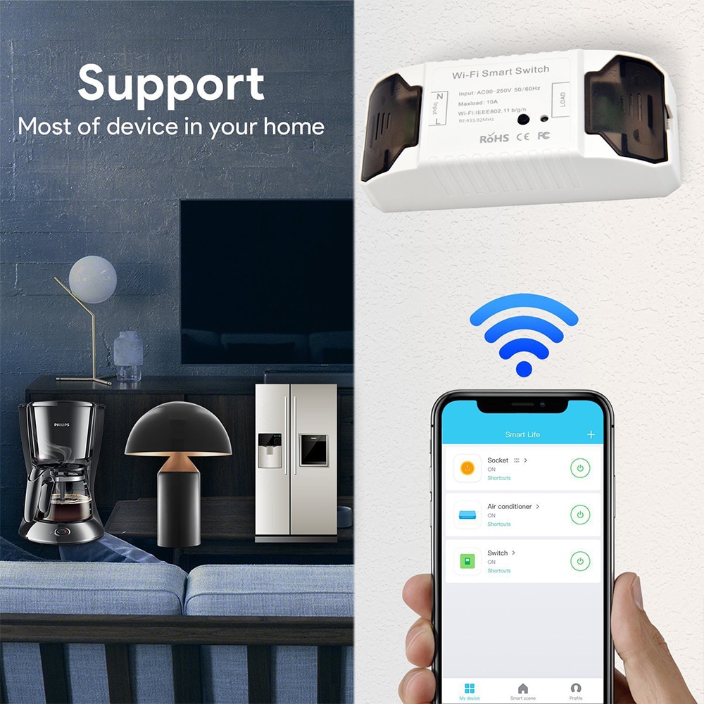 EJLINK Smart Switch Wifi Fernbedienung Smart Home Automation Arbeitet mit Alexa Google Home Drahtlose Licht Schalter DIY Modul