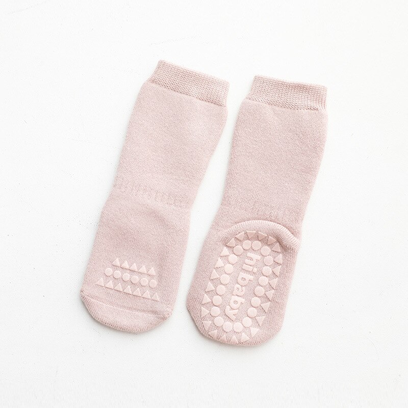 Dikker Herfst Winter Baby Jongens Meisjes Sokken Rubberen Antislip Vloer Sokken Baby Kids Kniekousen Baby Warm thuis Schoenen: Roze / 1-3 years old