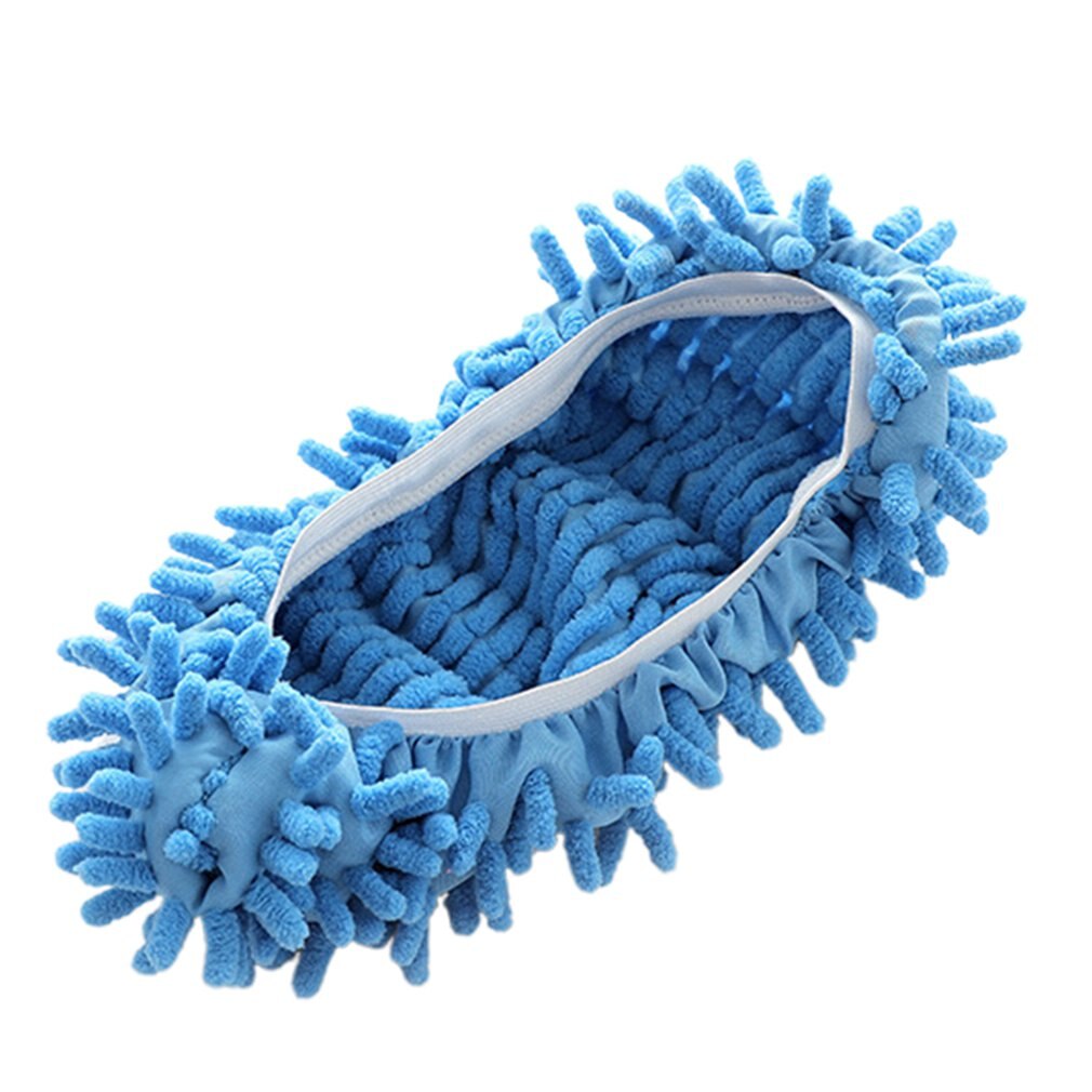 1 stykke mikrofiber moppegulv rengøring dovne fuzzy hjemmesko hus hjem gulvværktøj sko badeværelse køkkenrenser: Blå