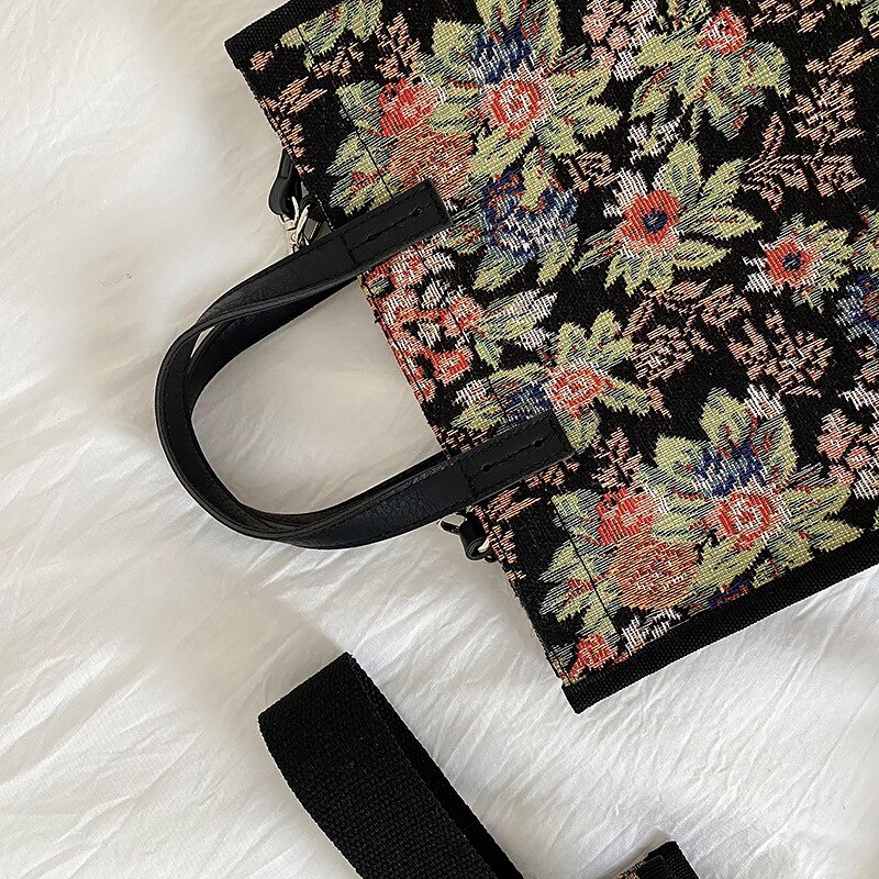 Mode Vrouwen Handtas Vierkante Bloem Schoudertassen Voor Vrouwelijke Bakken Canvas Waterdichte Grote Capaciteit Crossbody Purse Dames Bolsa