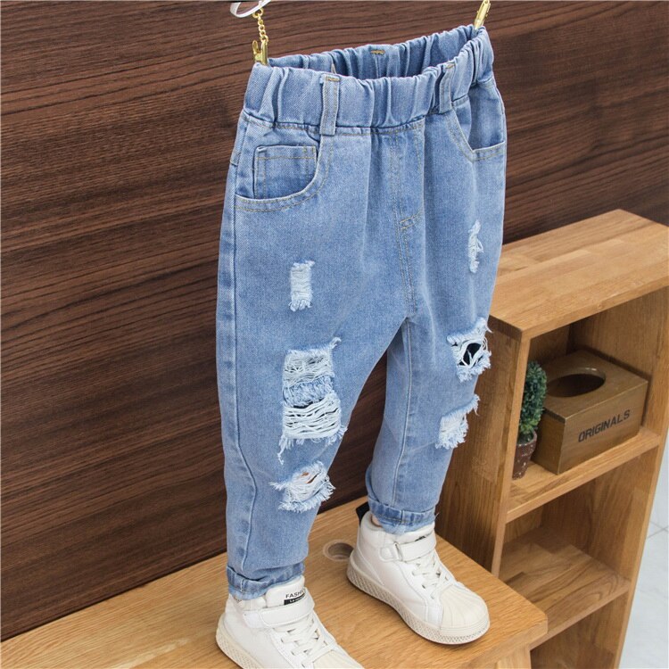 Pantaloni dei bambini Primavera Estate Infantile del foro Dei Pantaloni Dei Ragazzi e Delle Ragazze dei jeans Dei Pantaloni Del Bambino Casual Pantaloni 2-6 Anno
