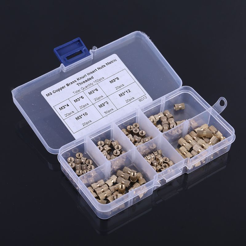 150 Pcs M3 Messing Insert Noten Schroefdraad Assortiment Set Kit Met Doos 94 Pc